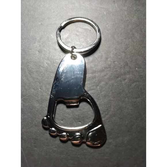 Foot Bottle Opener Keychain Toes Silver Tone - Picture 3 of 5